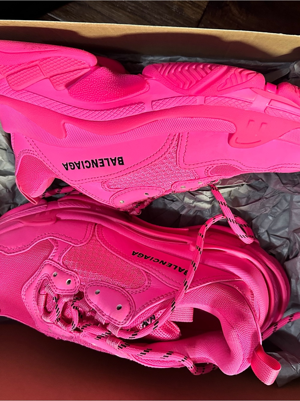 Balenciaga Women's Triple S Hot Pink Chunky Sneakers